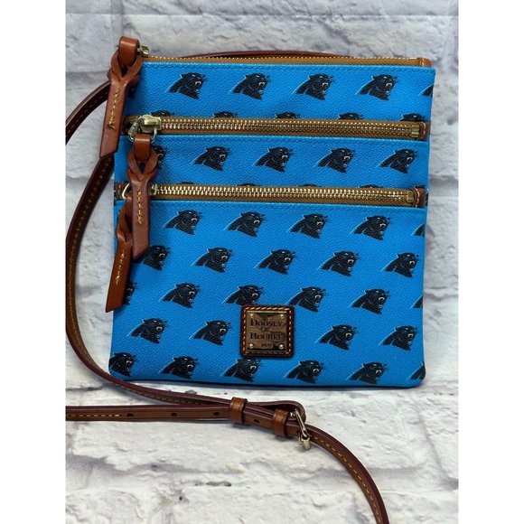 Carolina Panthers Dooney & Bourke NFL Triple Zip Crossbody Bag - Picture 1 of 9